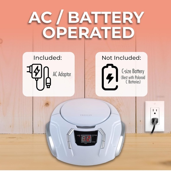 Proscan Elite Portable CD Boombox with AM/FM Radio - White New in Box - Picture 4 of 4
